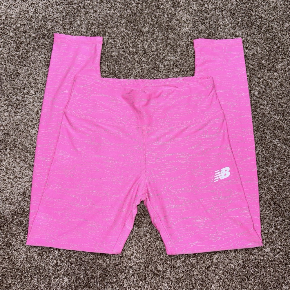 New Balance Youth Girls Pink/ Glitter Leggings M 10/12